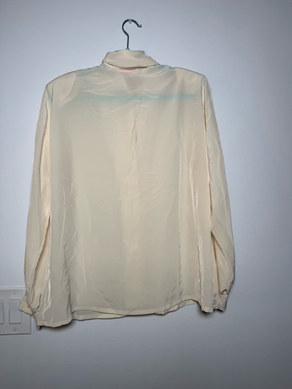 Vintage Pendleton Cream Tie-Neck Blouse - Picture 2 of 4